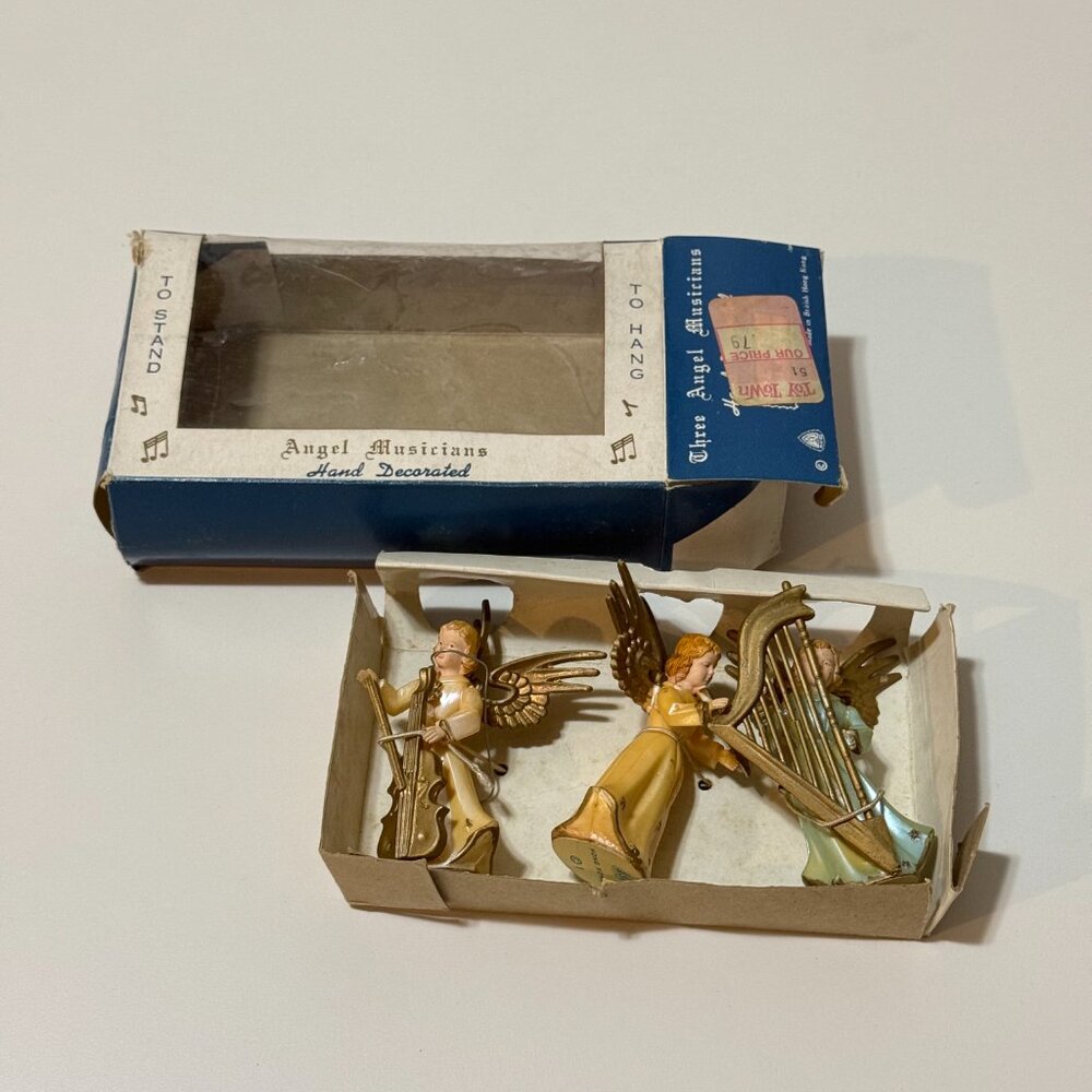 Vintage Trio Plastic Musical Christmas Angels Made Hong Kong Original Box - Picture 2 of 6